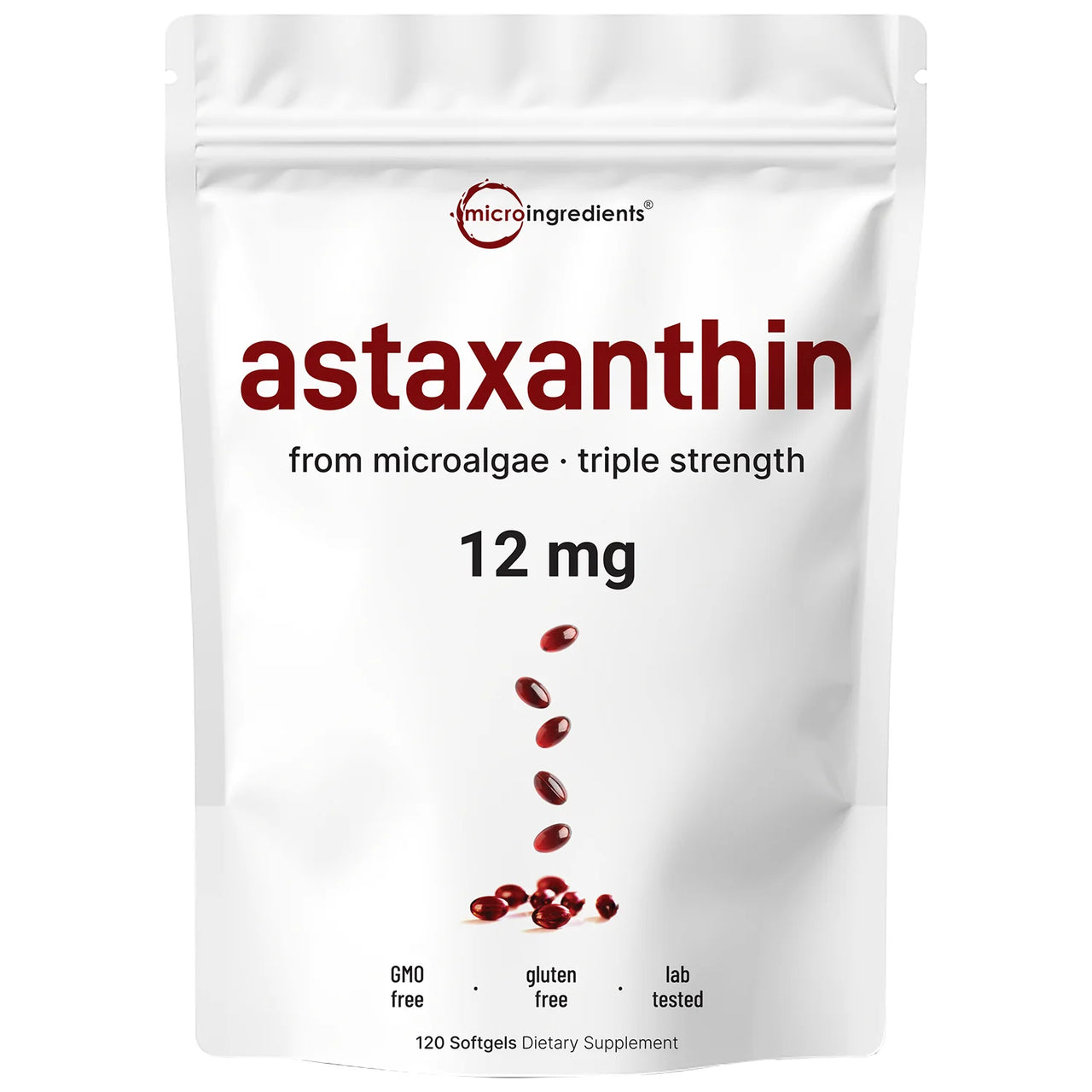 Astaxanthin 12mg Tanning & Skin Supplement, 120 Softgels